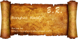 Bonyhai Radó névjegykártya